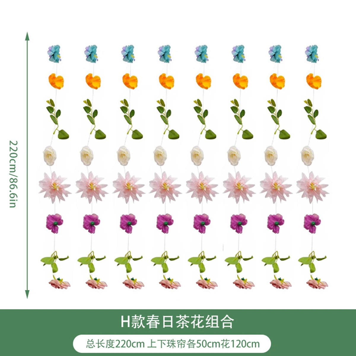 guirlande florale romantique fleurs artificielles rose orange rouge jaune verte mariage décoration intérieure suspension
