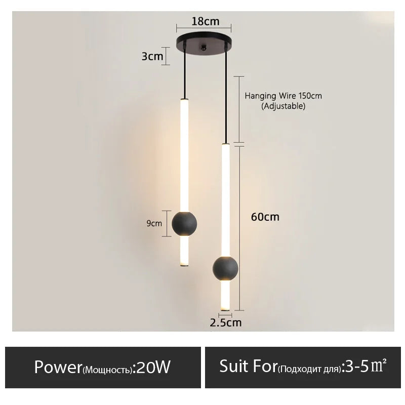lampe suspendue moderne ampoule led noir blanche sphère lumineuse minimaliste chambre coucherDecoration
