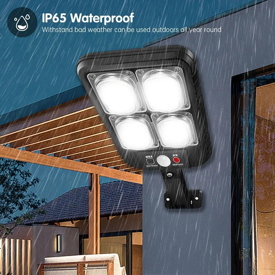 lampe solaire led détecteur mouvement 100 200 led noir moderne ip65 extérieure télécommande abs