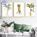 affiche botanique classique plantes tropicales illustration verte jaune blanche sans cadre doré maison décoration