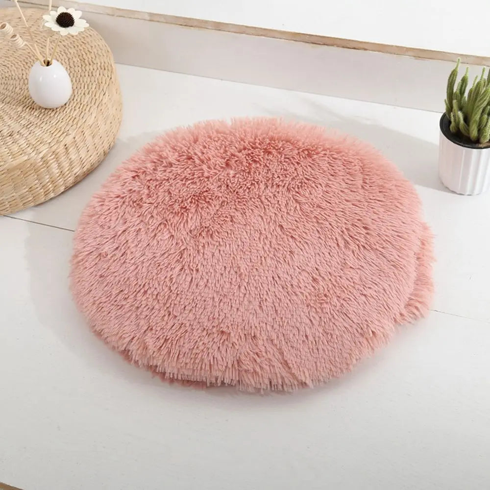 coussin rond peluche doux lit confort chat chien maison animaux compagnie velours