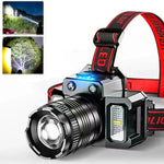 lampe frontale led noire bleue rouge sensor camping travail pêche chasse
