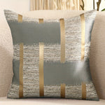 housse coussin carré décorative rayures horizontales beige gris noir or salon chambre moderne