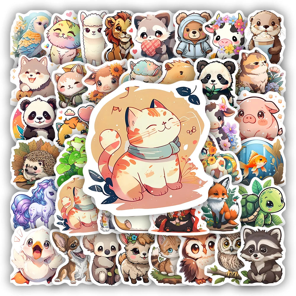 sticker dessin animé animal mignon moderne multi couleur adhésif décoration bricolage carnet bouteille ordinateur