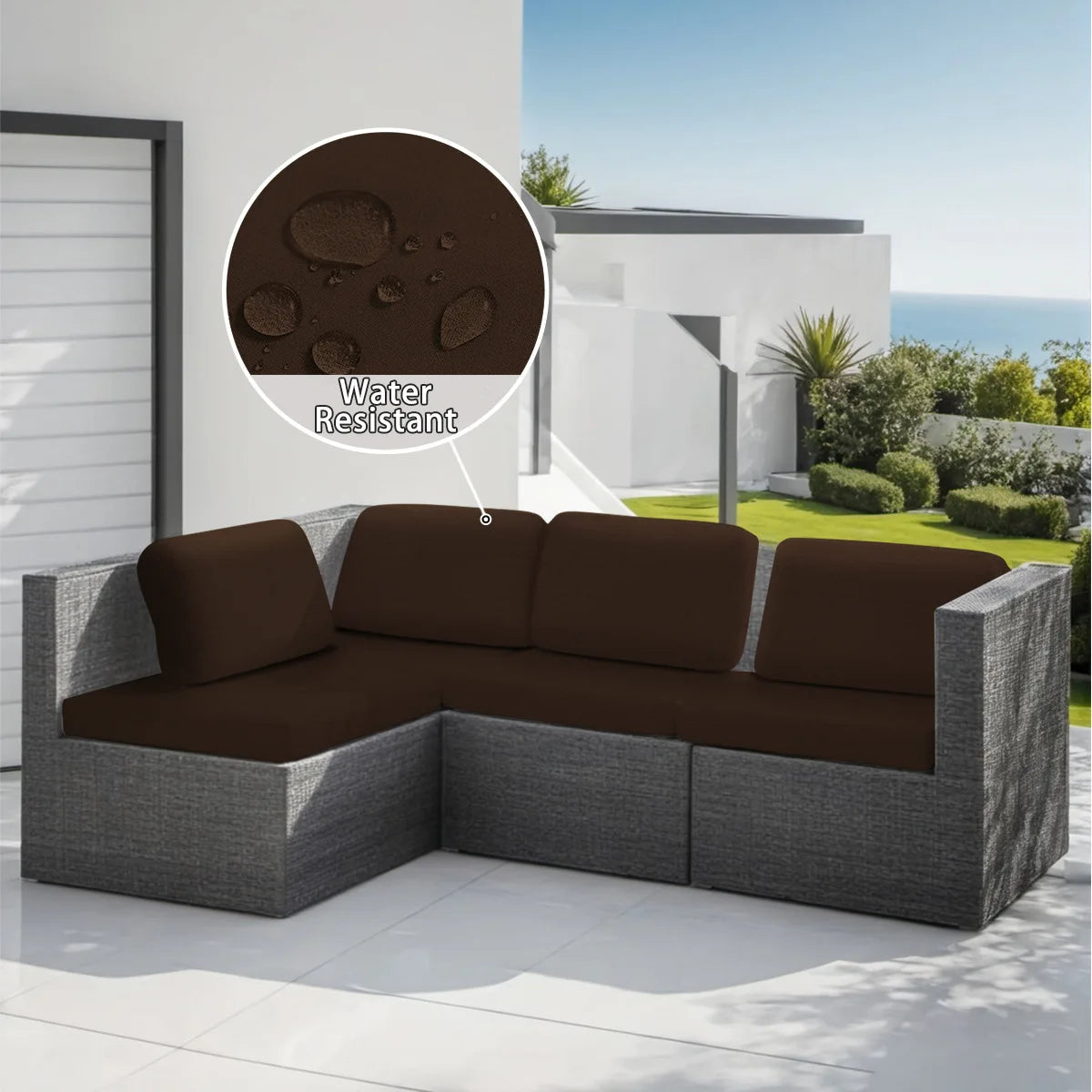housse coussin canapé extérieur polyester solide moderne gris beige protège jardin soleil imperméable simple