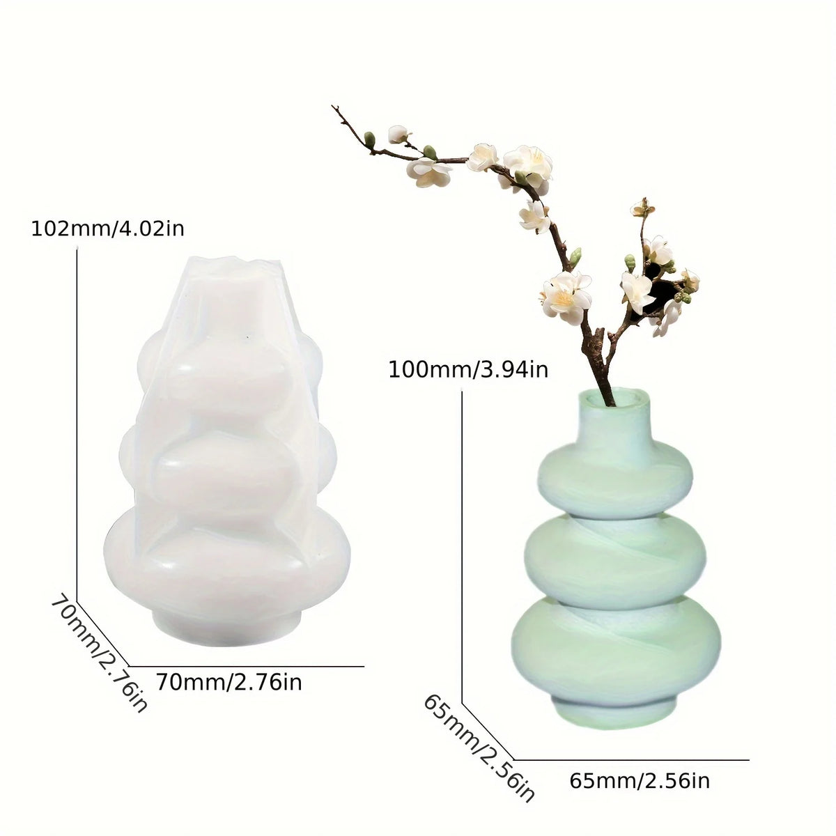 vases silicone blanc vert clair rose pâle spirale contemporain minimaliste