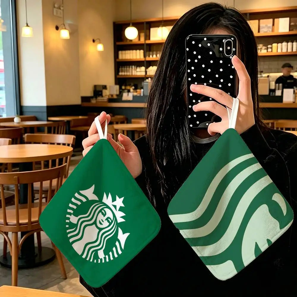 sac main vert logo starbucks blanc anneau métallique moderne polyvalent durable polyester Jacquard