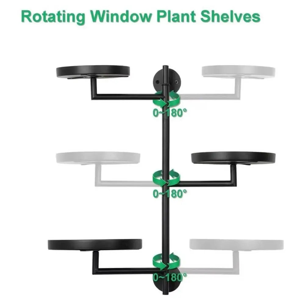 étagère murale rotative noire trois niveaux plantes industriel moderne minimaliste fixations stables