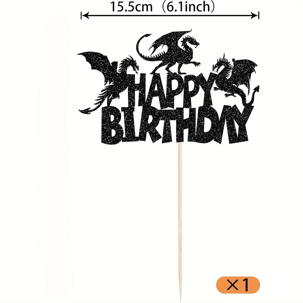 décoration gâteau happy birthday dragon noir bambou festif enfant halloween pique bois moderne festive