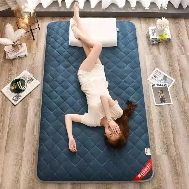 matelas tatami bleu marine gris confortable coton tissé pointillé moderne autonome épais solide antidérapant