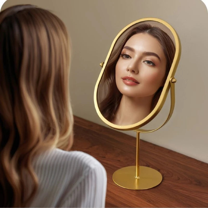 miroir table ovale cadre métallique pivotant or argent noir moderne minimaliste parfum fleurs séchées
