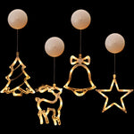 décorations noël lumineuses or blanc étoiles cloches rennes snowflake minimaliste moderne suction cup batteries
