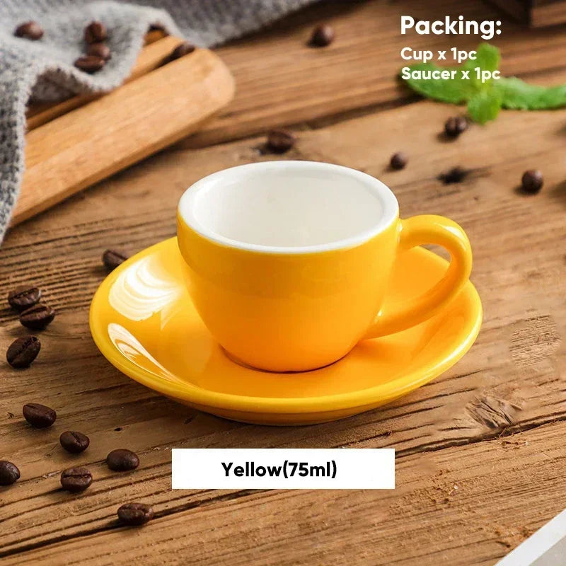 tasses céramique bleu rouge jaune moderne 75ml soucoupes réutilisables lave vaisselle sans bpa