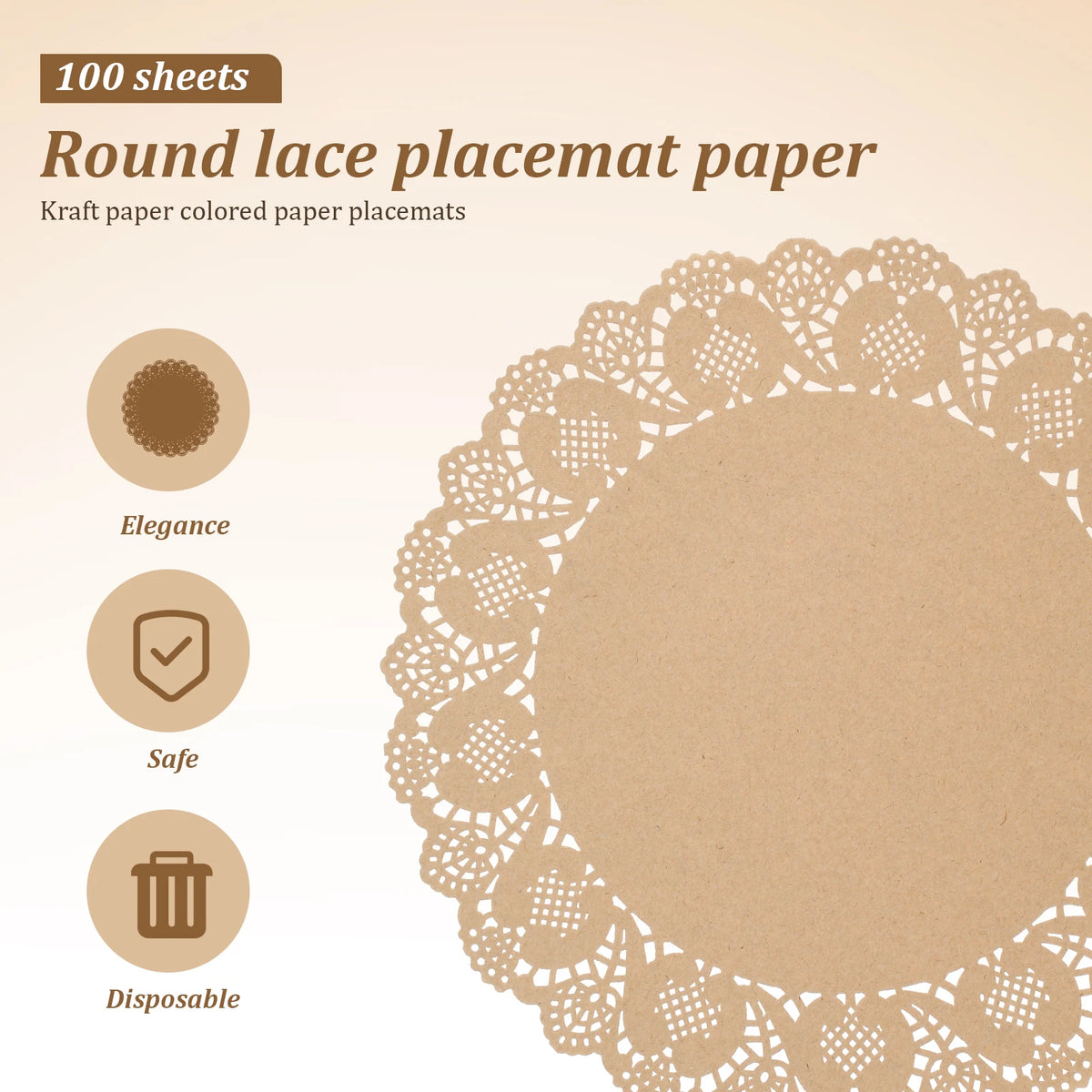serviettes table dentelle blanc beige classiques respectueux environnement 34cm 100 pièces