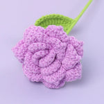 fleurs artificielles tricotées violet rose blanc jaune vert finement crochetées décoration intérieure artisanal