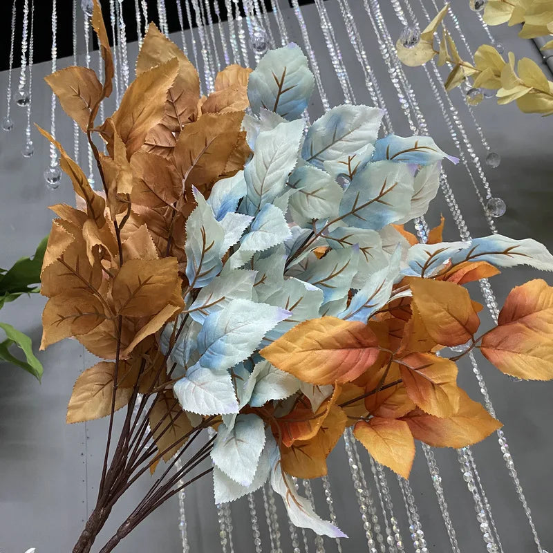 décoration intérieure branche artificielle feuilles orange vert bleu violet rouge naturel