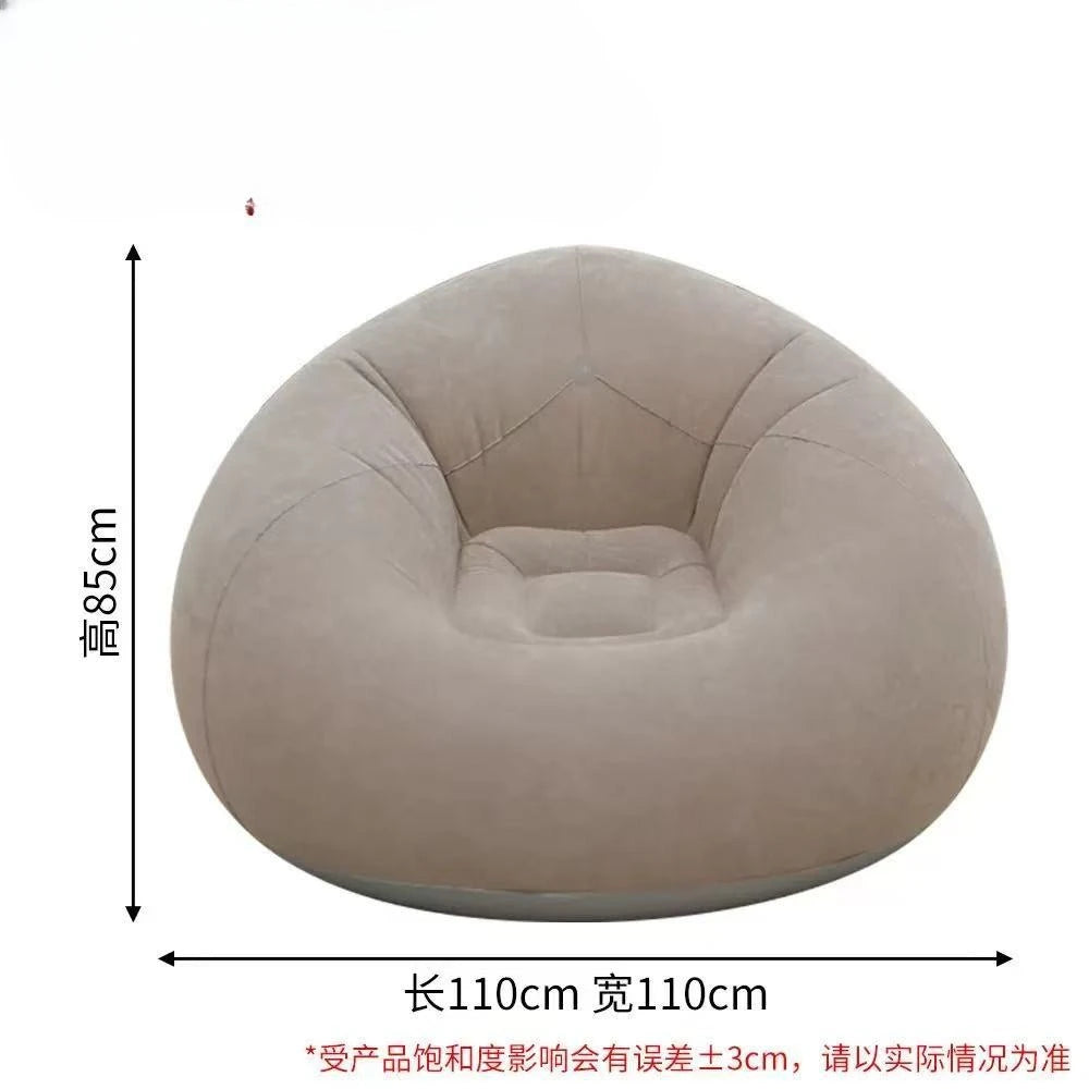 fauteuil gonflable moderne velours uni beige clair extérieur pliable chaise longue portable piscine jardin
