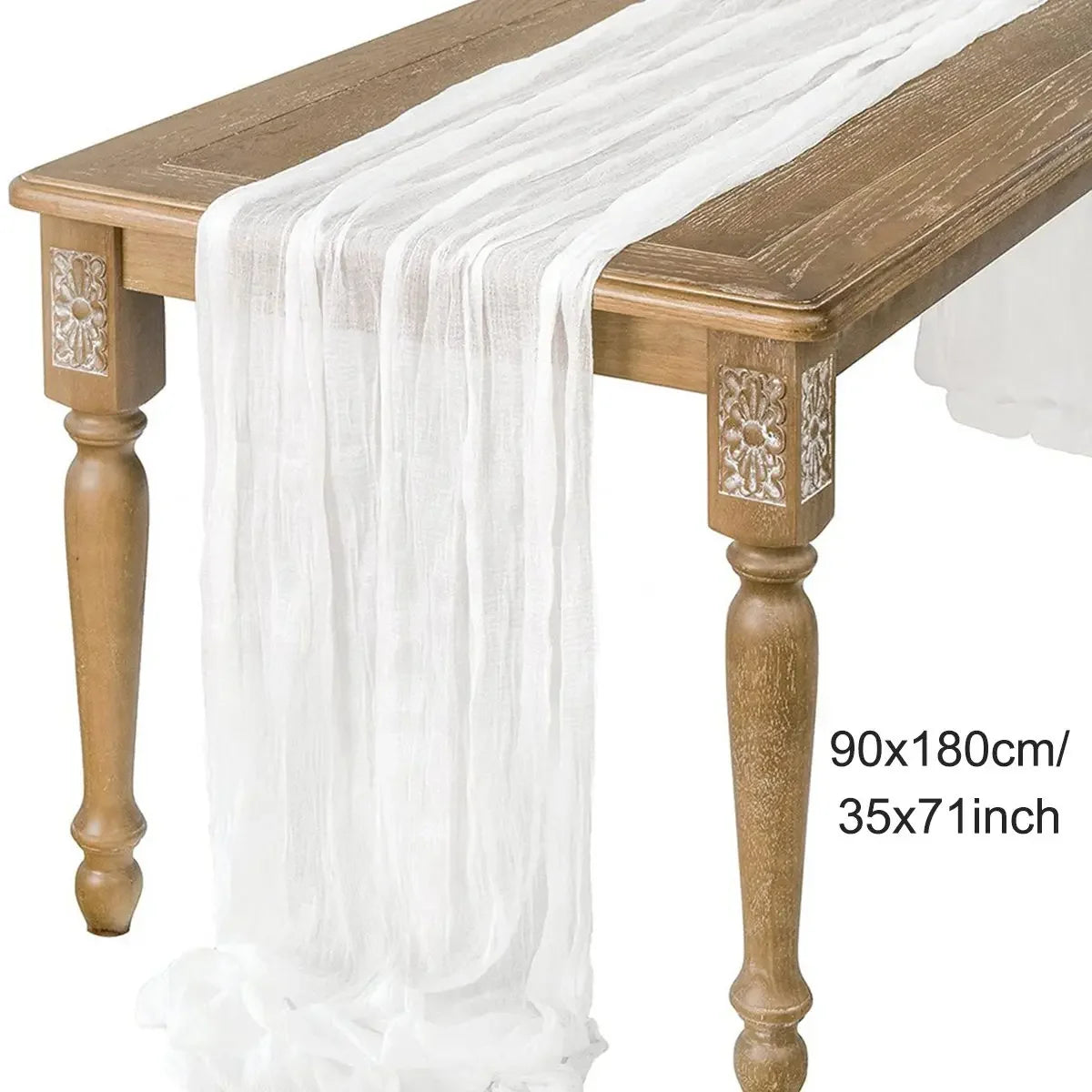 chemin table décoratif plissé effet gaze couleur beige décoration table manger maison