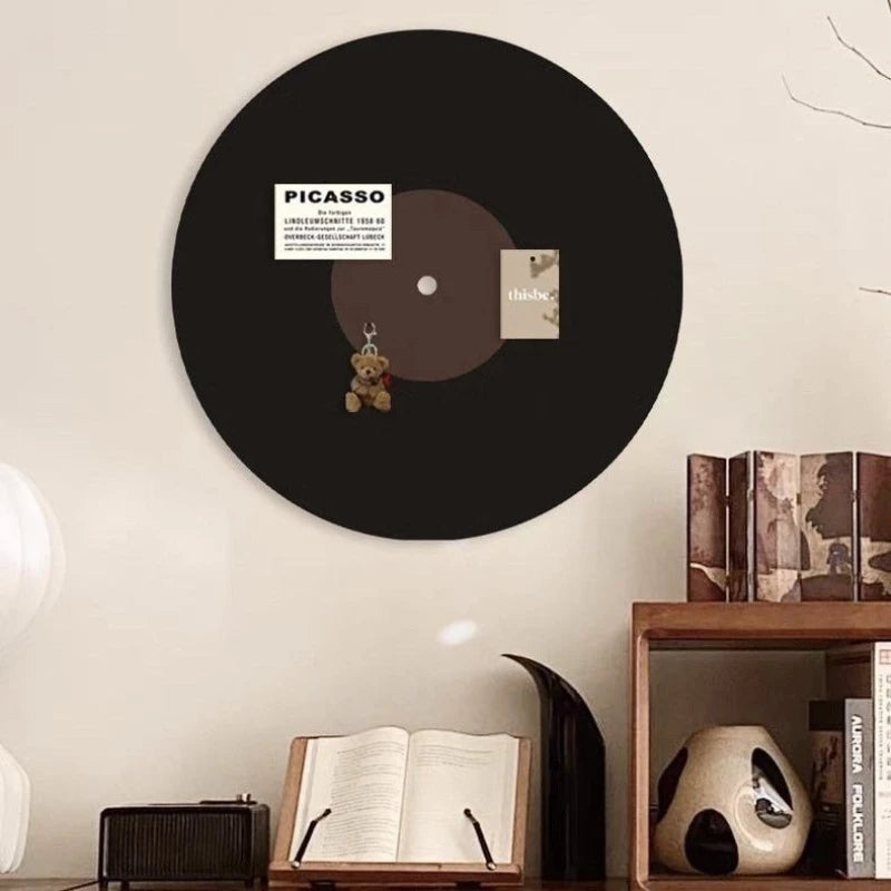 disques vinyle noir feutre moderne décoratif adhésif porte clés ours cartes postales texture mat