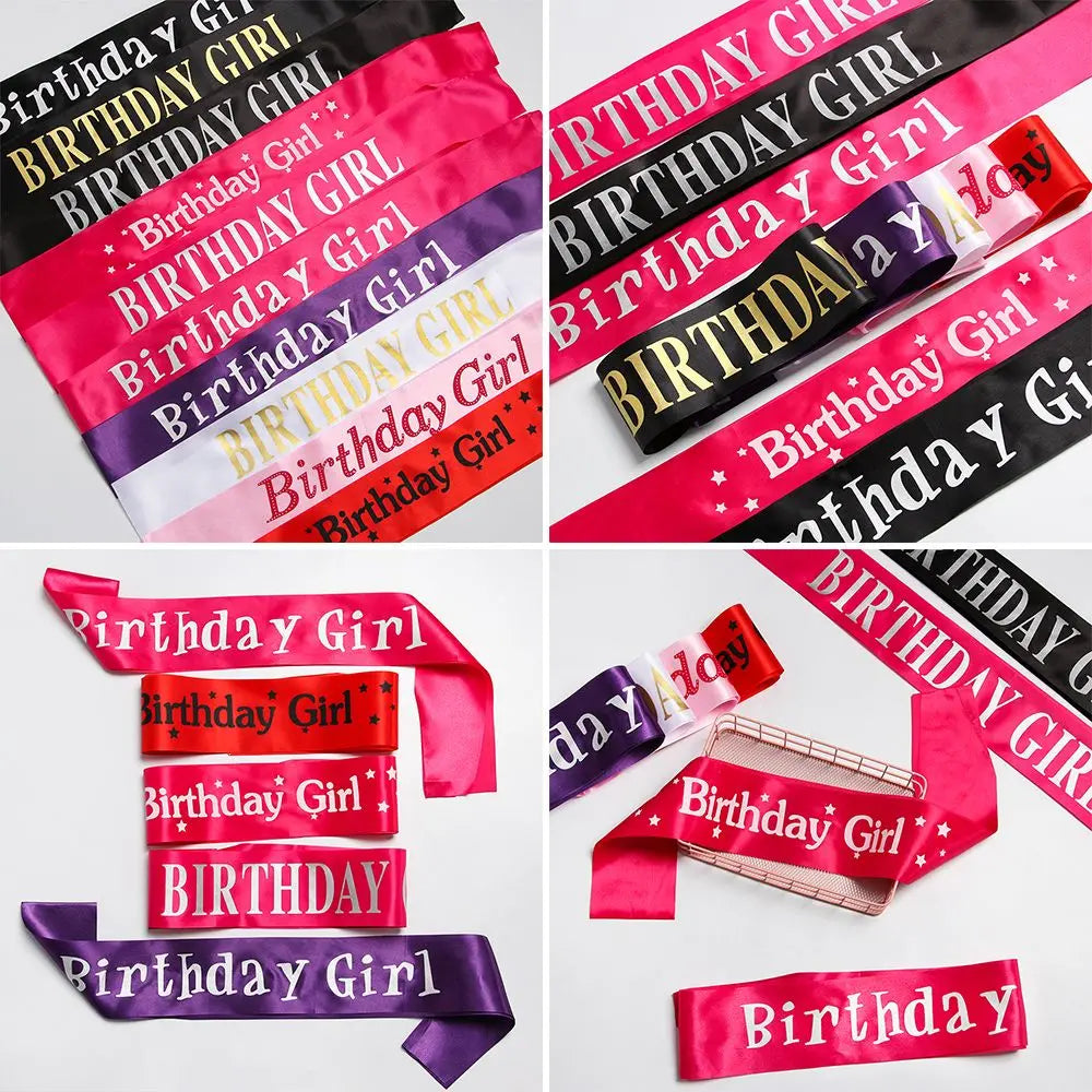 rubans fête anniversaire fille lettres birthday girl rouge violet noir festive