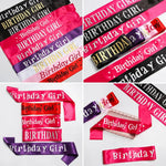 rubans fête anniversaire fille lettres birthday girl rouge violet noir festive