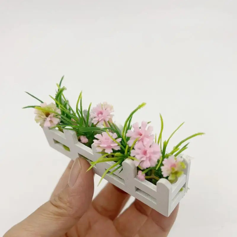 miniature clôture fleurs artificielles différentes couleurs décorative maison poupée accessoire miniature vert rose jaune