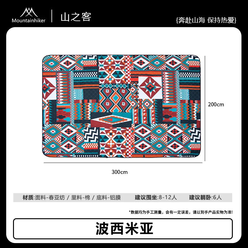 tapis pique nique imperméable oxford cloth cartographique moderne noir blanc 200cm 300cm camping