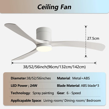 ventilateur moderne lumière led blanc marron moteur dc télécommande salon maison