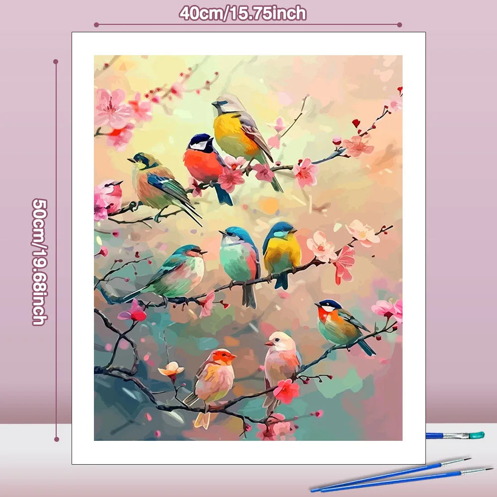 tableau peindre oiseaux fleurs moderne toile diy peinture propylène decoration multicolore floral