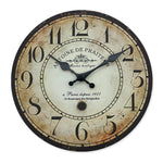 horloge murale vintage bois blanc noir numéros 12 texte historique 10 12 14 16