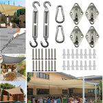 Détail des pièces du kit de fixation pour voile d'ombrage