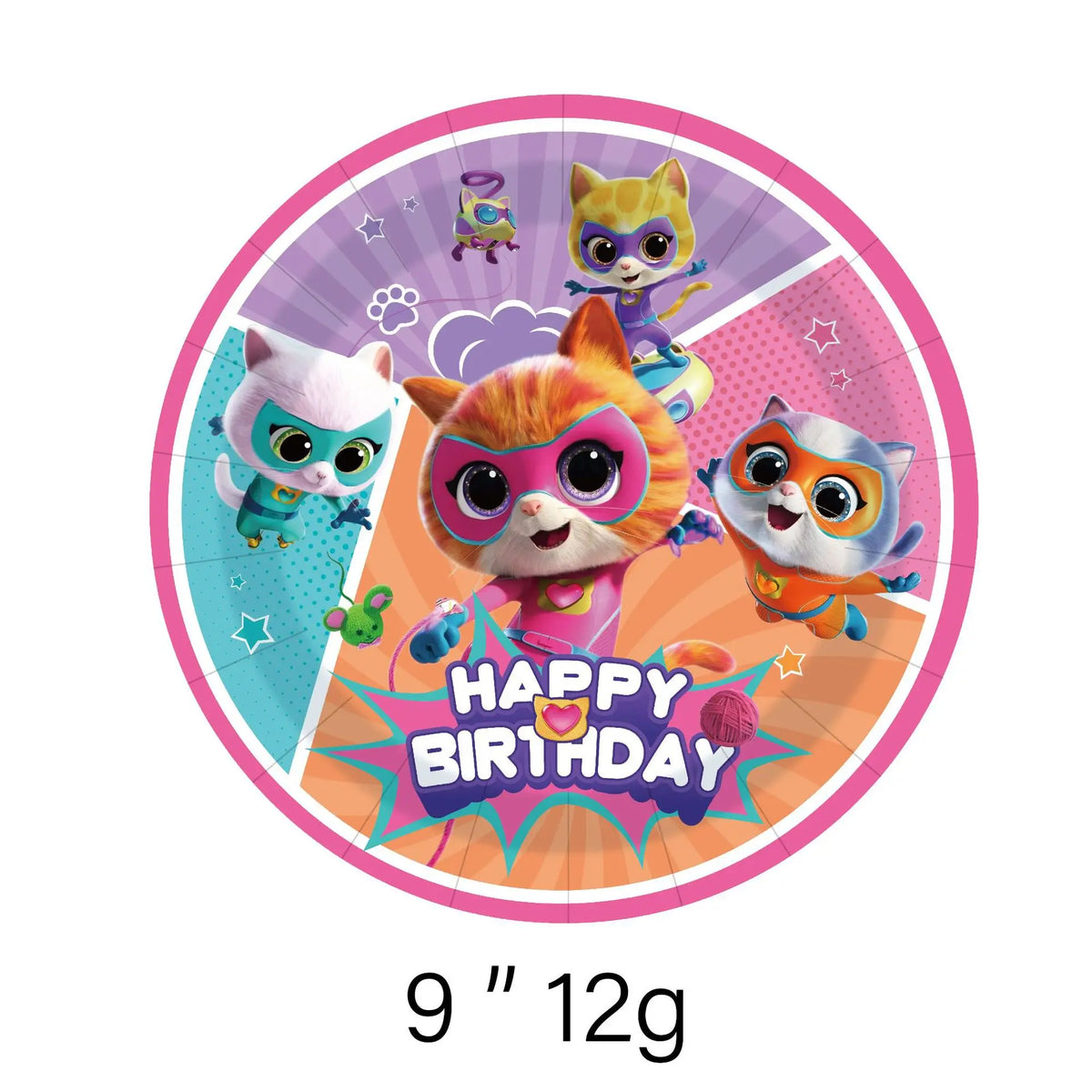 accessoires fête dessins animés chats mignons assiettes serviettes gobelets bannière décoration gâteau ruban table