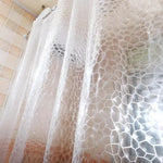 rideau douche blanc motif hexagonal relief moderne transparent métallique