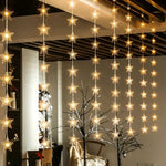 guirlande lumineuse étoiles blanc doré moderne adhésif 100 led 3m 1m noël