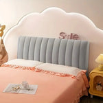 housse tête lit velours beige poche rangement coutures modernes