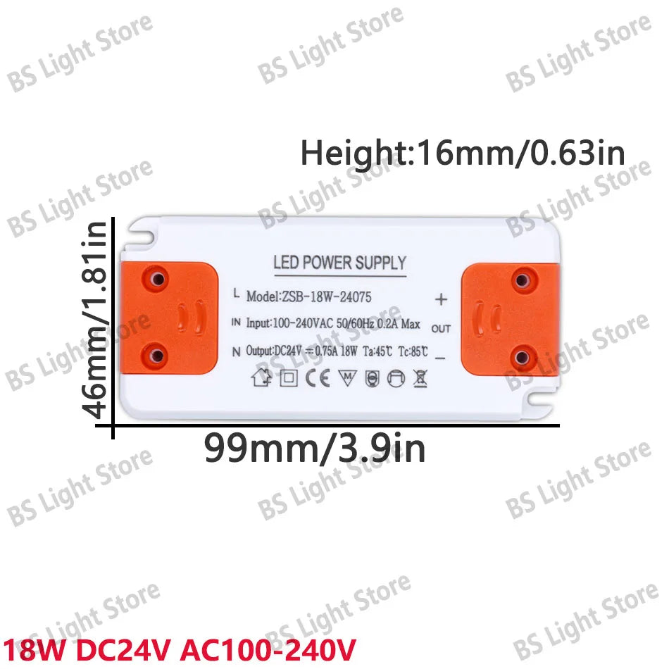 alimentation led 12v 24v 100v 240v 12w 18w 24w 36w 60w 120w blanc or