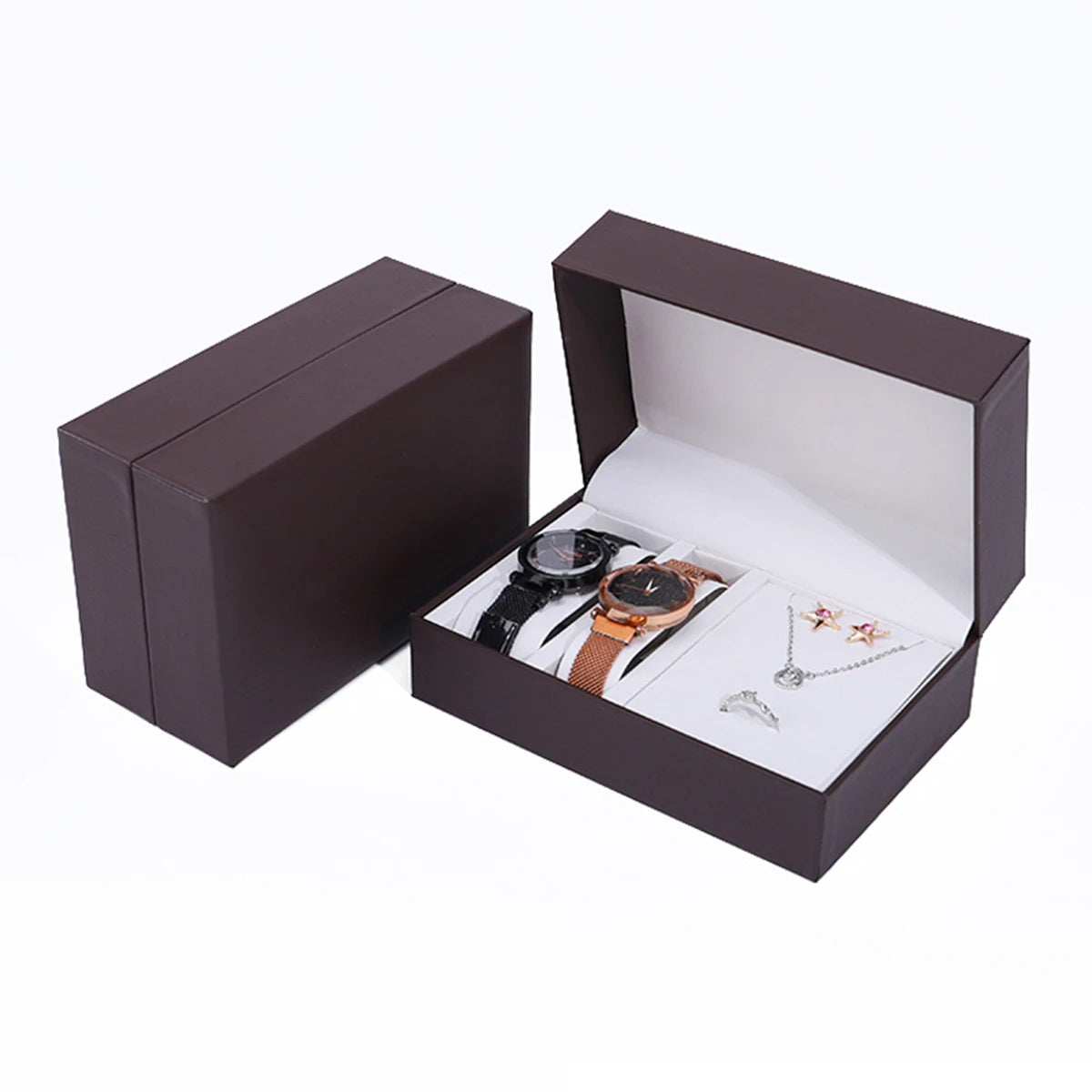 boîtes bijoux simili cuir noir rouge vert classiques rangement montres bracelets boucles d'oreilles