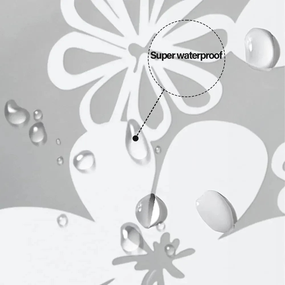 rideau douche blanc moderne motifs fleurs anneaux plastique opaquant 120x180cm
