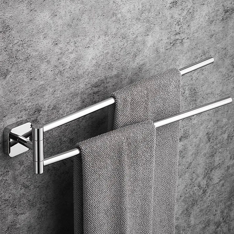 porte serviettes mural acier inoxydable lisse moderne vis fixations salle bain argente noir gris
