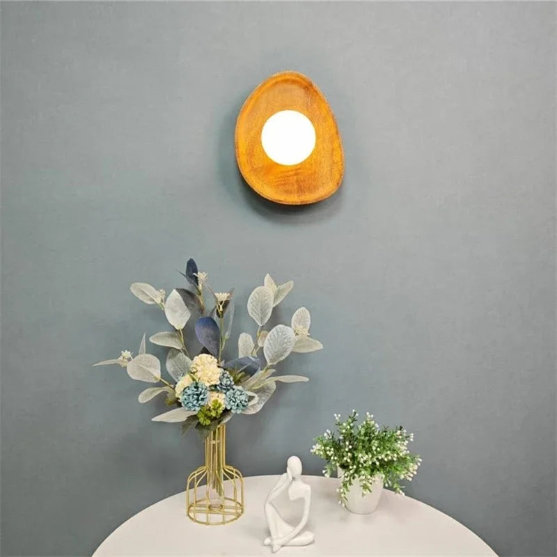 appliques murales modernes lampes bois décoratives éclairage quotidien scandinave sphère blanche minimaliste