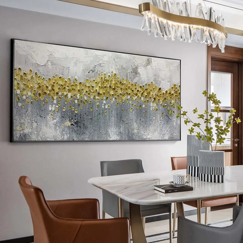 Peinture à l'huile dans une chambre à coucher avec style nordique