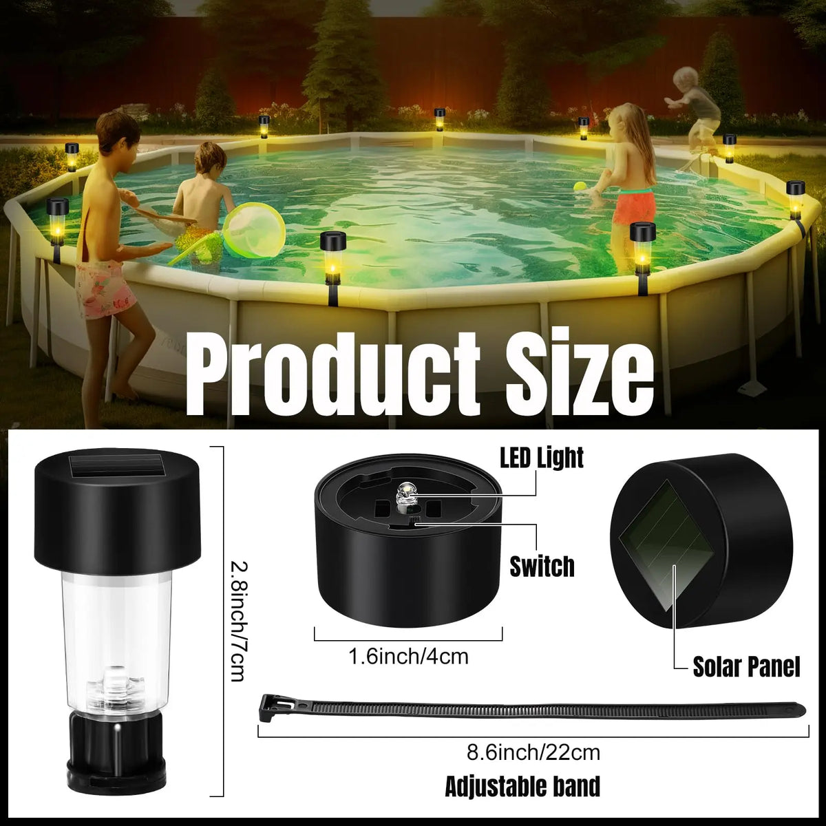 lampe solaire moderne noire transparente bande ajustable led solar panel