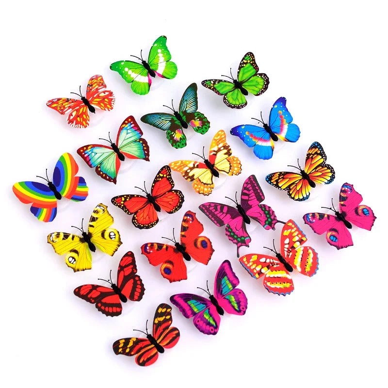 décoration murale papillons lumineux 3d autocollants couleurs variées ailes détaillées recharge usb