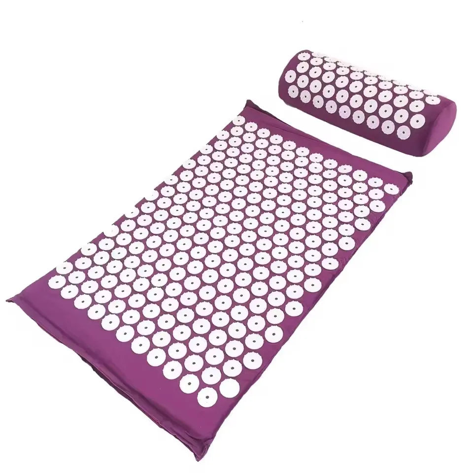 tapis massage acupression points blancs violet coussin cervical moderne ergonomique adhésif yoga fitness