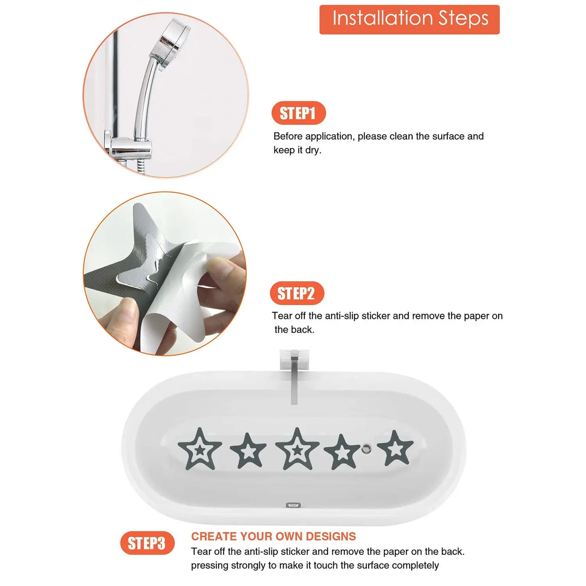stickers anti dérapants étoiles gris adhésifs salle bain moderne respectueux environnement pratique
