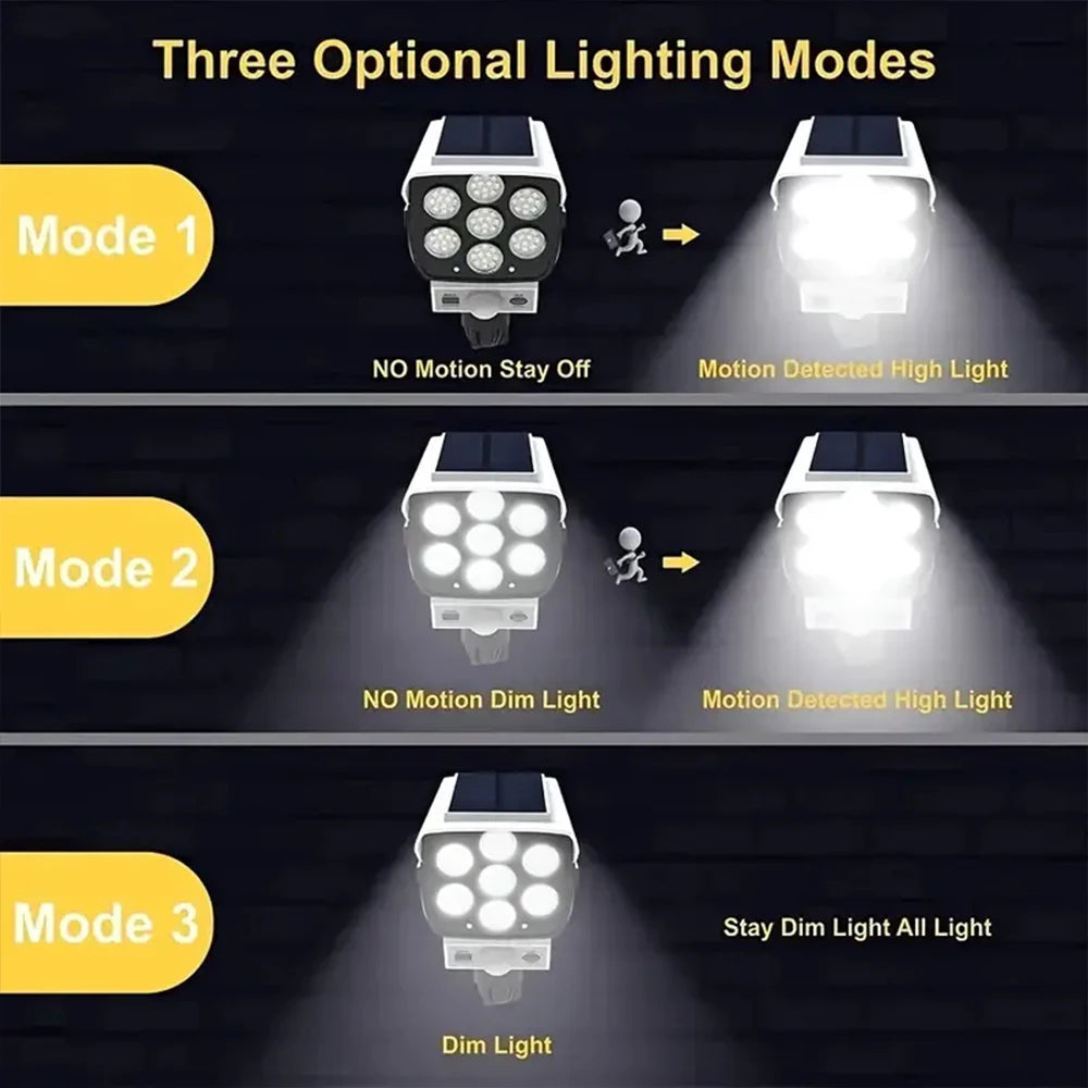lampe solaire rue moderne blanc noir ip65 led 77 coB motion sensor auto allumage