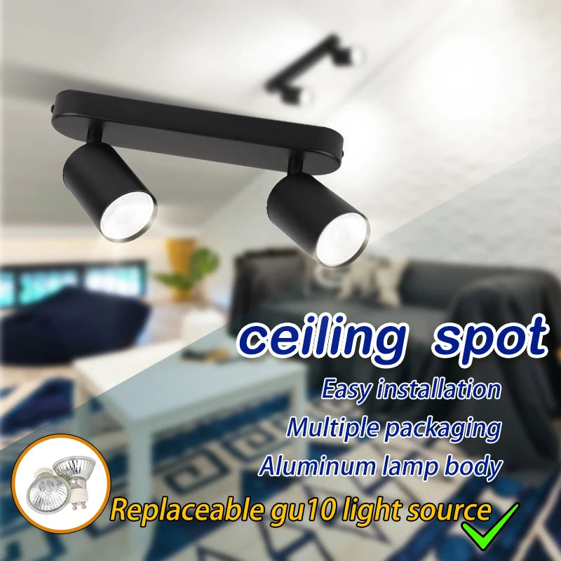 Spot moderne noir mat GU10 flexible autonome interrupteur tactile 90 260V aluminium