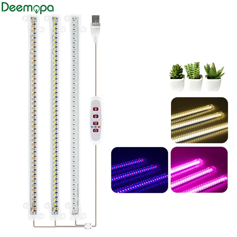 lampe led culture végétale 5v 30cm blanc rose violet bleu moderne télécommande câble usb