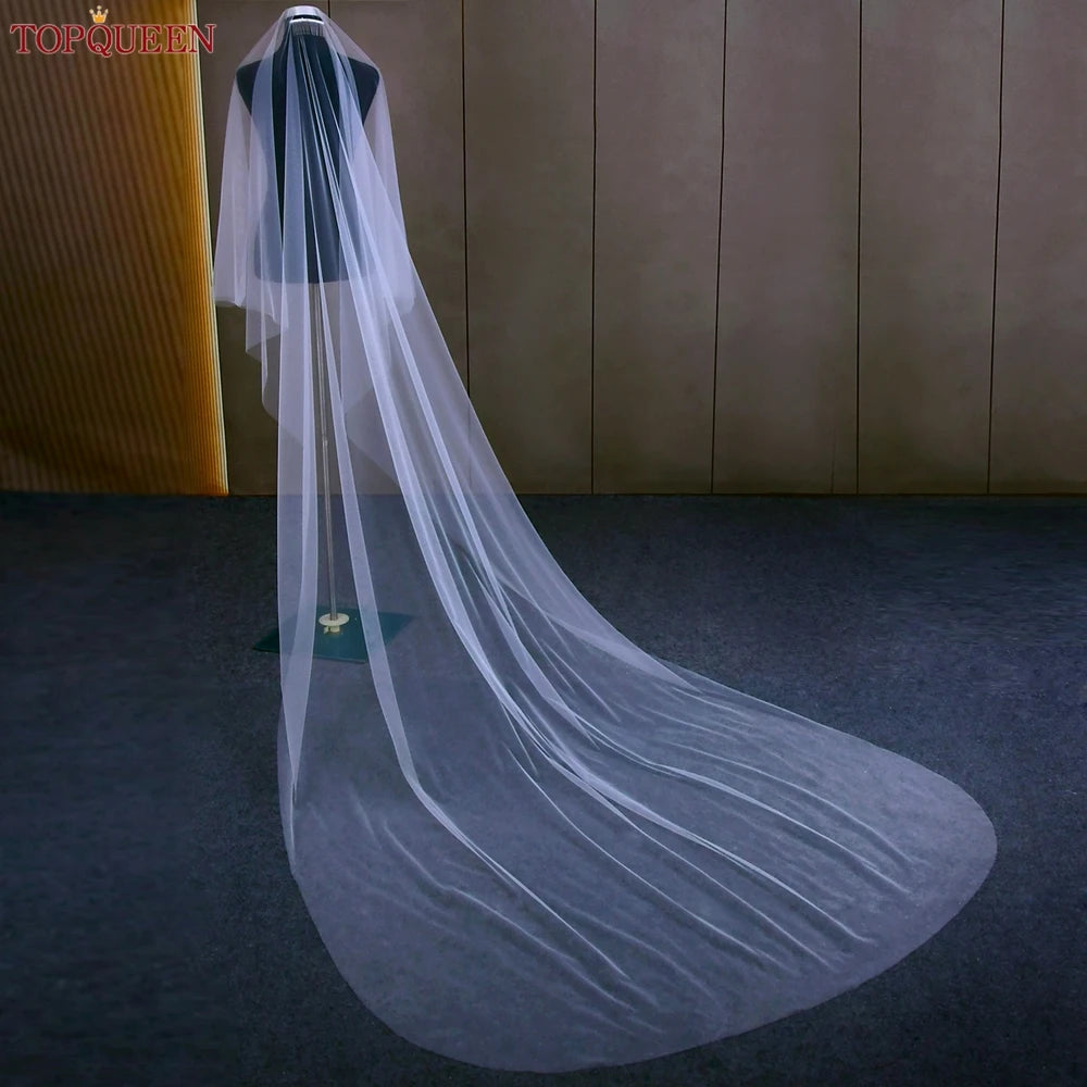 voile mariée blanc peigne métallique double couche bord coupé transparent élégant soirée