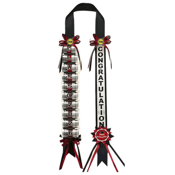 rubans graduation class of 2026 décoration voiture broches festives opaques rouges verts or